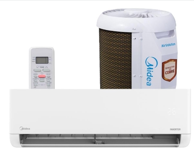 Ar-condicionado Midea AirVolution Lite 9.000 BTU/h Inverter Frio 220 V R32, com serpentina de cobre, Gold Fin®, Prime Guard, funções Turbo, Sleep, Swing, Timer e desumidificação. Consulte a Smart Rio.