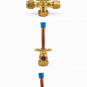 Válvula de Serviço de Latão e Cobre 1/4 COND UP para criação de ponto técnico de serviço em sistemas de climatização e refrigeração, disponível na Grupo Smart Rio.