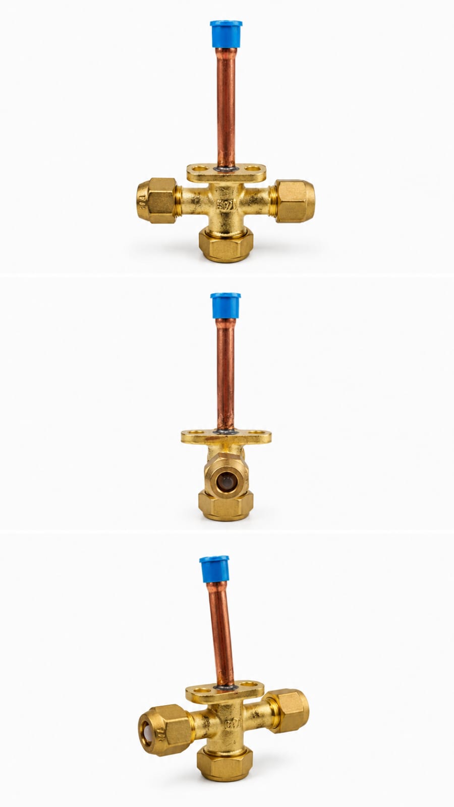 Válvula de Serviço de Latão e Cobre 1/4 COND UP para criação de ponto técnico de serviço em sistemas de climatização e refrigeração, disponível na Grupo Smart Rio.