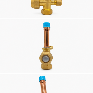 Válvula de Serviço de Cobre e Latão 5/8 COND UP para criação de ponto técnico de acesso em sistemas de refrigeração e climatização, componente para integração com linha frigorígena disponível na Grupo Smart Rio.